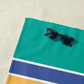 Blauwgroen Blue Yellow Custom Monogrammed Name Ini Strandlaken (In situ)