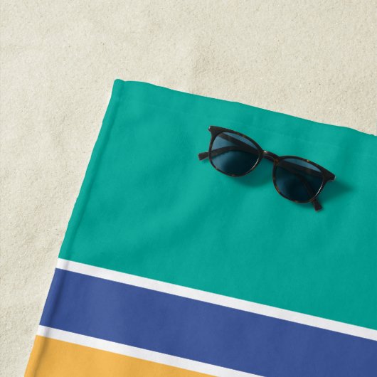 Blauwgroen Blue Yellow Custom Monogrammed Name Ini Strandlaken (In situ)