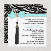 Blauwgroen Blue Zebra-afstudeeraankondigingen Kaart (Voorkant / Achterkant)