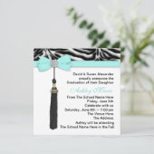 Blauwgroen Blue Zebra-afstudeeraankondigingen Kaart (Staand voorkant)