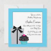 Blauwgroen Blue Zebra Cake Cupcake verjaardagsfees Kaart (Achterkant)