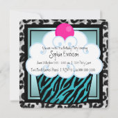 Blauwgroen Blue Zebra Cupcake verjaardagsfeestje Kaart (Achterkant)