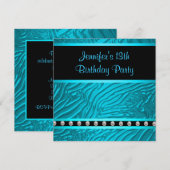 Blauwgroen Blue Zebra Girls 13e verjaardagsfeest Kaart (Voorkant / Achterkant)