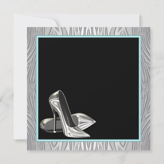 Blauwgroen Blue Zebra High Heels vrijgezellenfeest Kaart (Achterkant)