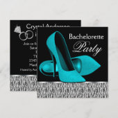 Blauwgroen Blue Zebra High Heels vrijgezellenfeest Kaart (Voorkant / Achterkant)