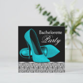 Blauwgroen Blue Zebra High Heels vrijgezellenfeest Kaart (Staand voorkant)