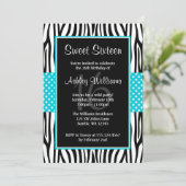 Blauwgroen Blue Zebra Polka Dot Sweet 16 Kaart (Staand voorkant)