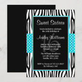 Blauwgroen Blue Zebra Polka Dot Sweet 16 Kaart (Voorkant / Achterkant)