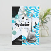 Blauwgroen Blue Zebra Rock Star Baby Boy Shower Kaart (Staand voorkant)