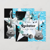 Blauwgroen Blue Zebra Rockstar Baby Boy Shower Kaart (Voorkant / Achterkant)