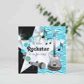 Blauwgroen Blue Zebra Rockstar Baby Boy Shower Kaart (Staand voorkant)