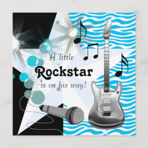 Blauwgroen Blue Zebra Rockstar Baby Boy Shower Kaart