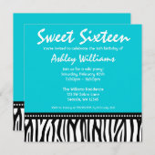 Blauwgroen Blue Zebra Sweet 16 Kaart (Voorkant / Achterkant)