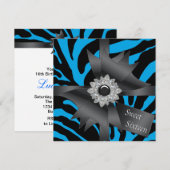 Blauwgroen Blue Zebra Sweet 16 verjaardagsfeestje Kaart (Voorkant / Achterkant)