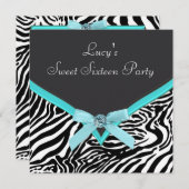 Blauwgroen Blue Zebra verjaardagsfeestje Kaart (Voorkant / Achterkant)