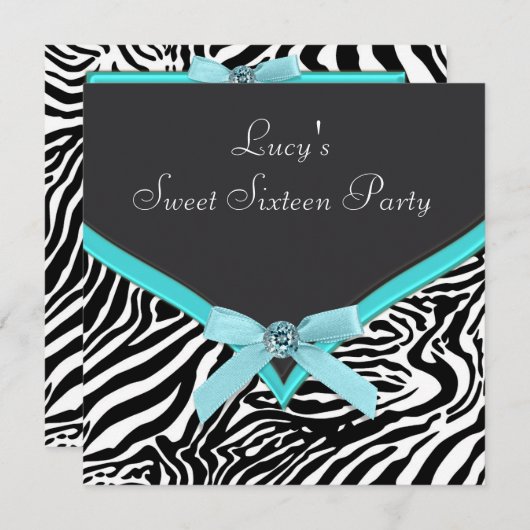 Blauwgroen Blue Zebra verjaardagsfeestje Kaart (Voorkant / Achterkant)