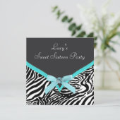 Blauwgroen Blue Zebra verjaardagsfeestje Kaart (Staand voorkant)