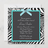 Blauwgroen Blue Zebra verjaardagsfeestje Kaart (Achterkant)