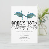 Blauwgroen Blue Zee Turtles Ocean Beach verjaardag Kaart (Staand voorkant)