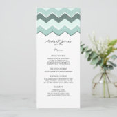 Blauwgroen Blue Zig Zag Wedding Menu (Staand voorkant)