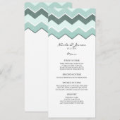 Blauwgroen Blue Zig Zag Wedding Menu (Voorkant / Achterkant)