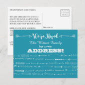 Blauwgroen BlueModern Arrows Doodles Bewegende Aan Aankondigingskaart (Voorkant / Achterkant)