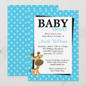 Blauwgroen BluePolka Dot Giraffe Baby Shower-uitno Kaart (Voorkant / Achterkant)