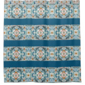 Blauwgroen blues en witte daisy douchegordijn (Voorkant)