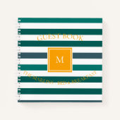 Blauwgroen Blues White Striped Monogram B & B Gues Notitieboek (Voorkant)