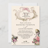 Blauwgroen Blush Alice in Wonderland Wedding Kaart (Voorkant)