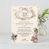 Blauwgroen Blush Alice in Wonderland Wedding Kaart (Staand voorkant)