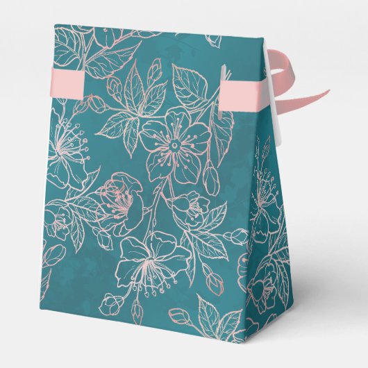 Blauwgroen Blush Pink | Aangepaste bruiloft Bedankdoosjes (Achterkant)