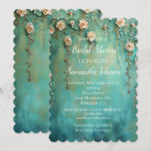 Blauwgroen Blush Pink Floral Vrijgezellenfeest Kaart (Voorkant / Achterkant)