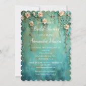 Blauwgroen Blush Pink Floral Vrijgezellenfeest Kaart (Voorkant)