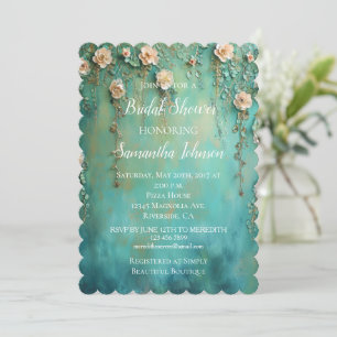 Blauwgroen Blush Pink Floral Vrijgezellenfeest Kaart