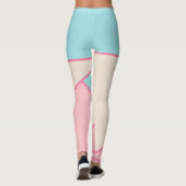 Blauwgroen Blush roze geel pastel kleurenblok Leggings (Achterkant)