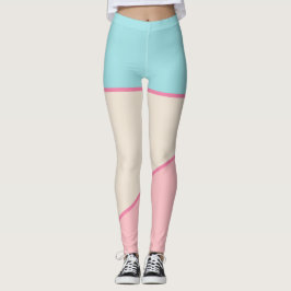Blauwgroen Blush roze geel pastel kleurenblok Leggings