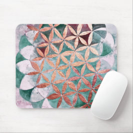 Blauwgroen Blush Roze Pastel Abstract Waterverf Pa Muismat