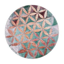 Blauwgroen Blush Roze Pastel Abstract Waterverf Pa Snijplank