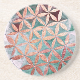 Blauwgroen Blush Roze Pastel Abstract Waterverf Pa Zandsteen Onderzetter