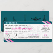 Blauwgroen boardingpass-Vrijgezellenfeest Kaart (Voorkant / Achterkant)