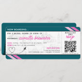 Blauwgroen boardingpass-Vrijgezellenfeest Kaart (Voorkant / Achterkant)