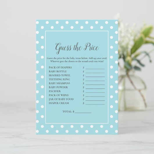 Blauwgroen boeg raad het Baby shower spel Kaart (Staand voorkant)