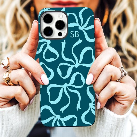 Blauwgroen boegmonogram Case-Mate iPhone case