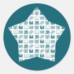 Blauwgroen boek lezen en schrijven op Star Ronde Sticker