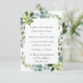 Blauwgroen Boeket Lijst - 3x5 Huwelijksuitnodiging Kaart (Staand voorkant)