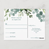 Blauwgroen boeket - RSVP Post Kaart (Achterkant)