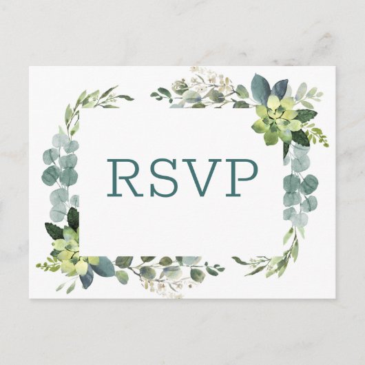 Blauwgroen boeket - RSVP Post Kaart (Voorkant)