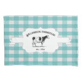 Blauwgroen Boerderij met buffelstang Hoesje Kussensloop (Voorkant)