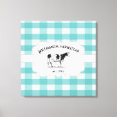 Blauwgroen Boerderij met bufferplaat Koe Canvas af Afdruk (Voorkant)